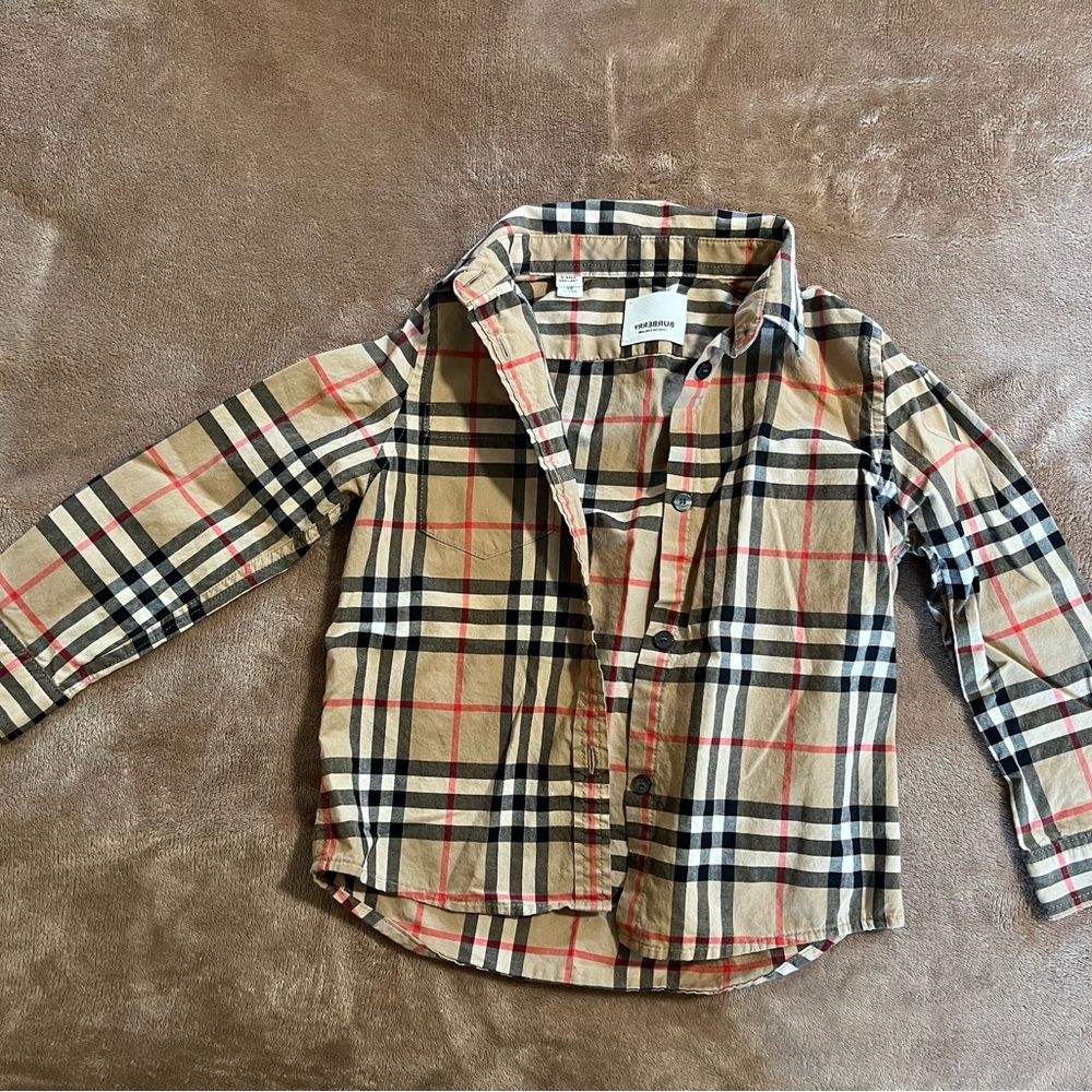 Burberry Kids Tan Plaid Button-Front Shirt